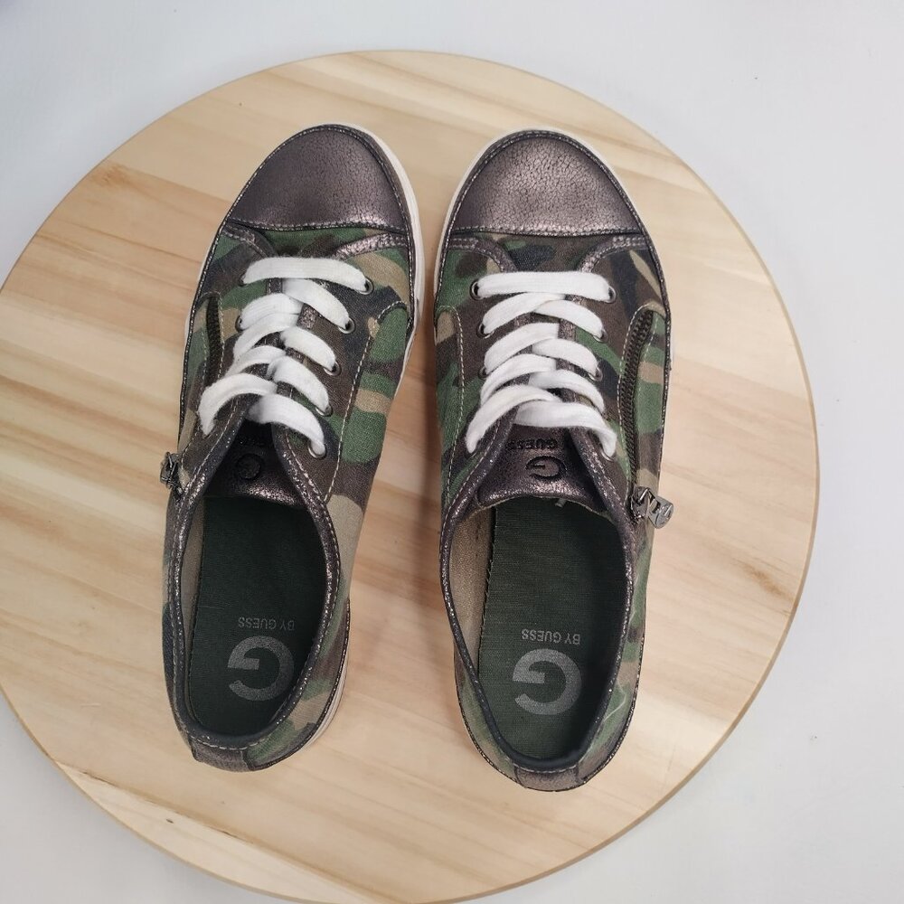 G by GUESS Camo Metallic Bronze Sneakers Decorative Zipper Women US 8.5M - Picture 5 of 10
